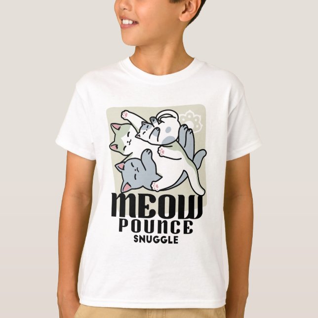 Camiseta Lazer - Design de Gatos Preguiçosos (Frente)