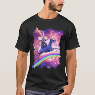 Camiseta Lázice Warrior Space Cat Dirigindo Unicórnio Com