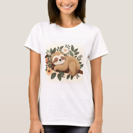 Camiseta Lazy sloth sleeping on a branch cartoon           