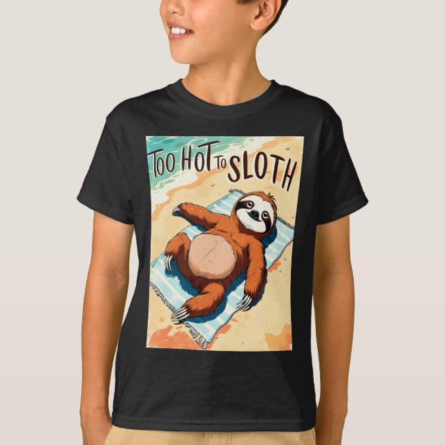 Camiseta Lazy Sloth Summer Vintage Beach (Frente)