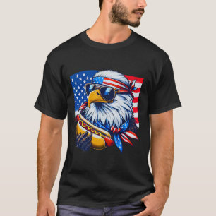 Camiseta Ld Águia Engraçado Hotdog Bandeira Americana 4 De