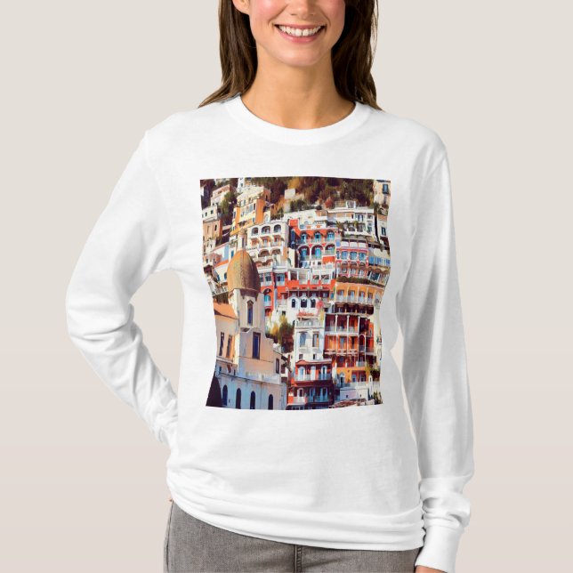 Camiseta ldp POSITANO - cidade - Papais noeis da igreja Mar (Frente)