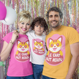 Camiseta Le Chat Fait Miaou Cute French Orange Tabby