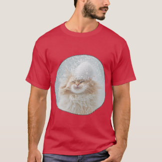 Camiseta Le chat roux à l’air très détendu, flocons sur la