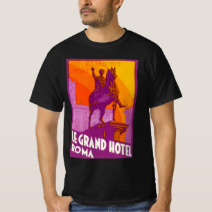 Camiseta Le Grand Hotel Roma Estátua, Itália, Viagem Vintag