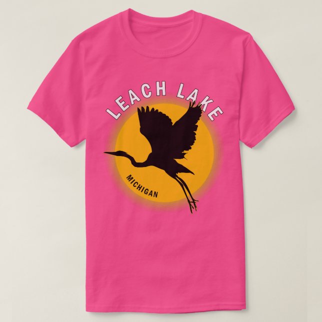 Camiseta Leach Lake no Michigan Heron Sunrise (Frente do Design)