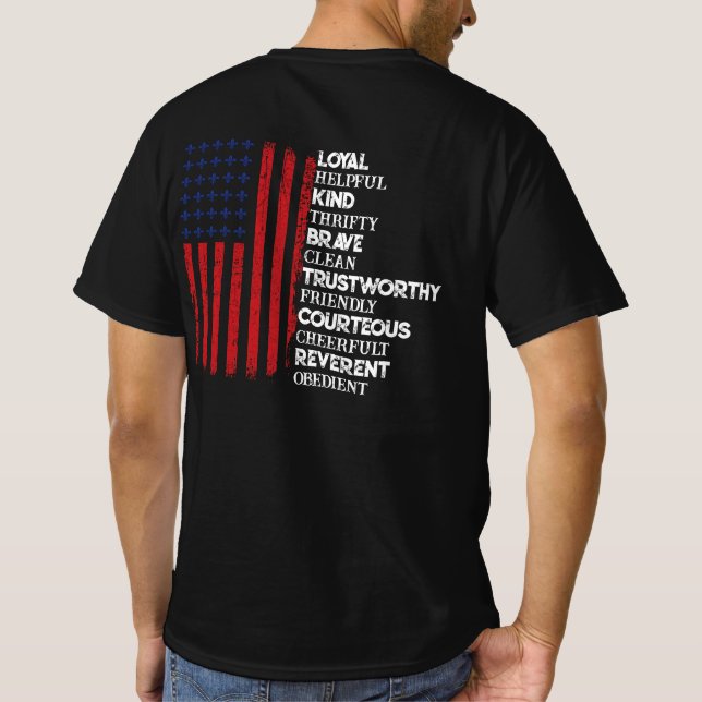 Camiseta Leal e útil, amável e corajoso, confiável (Verso)