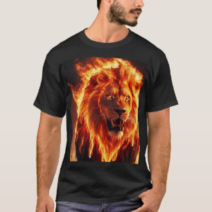 Camiseta Leão Ardente - Gráfico Ousado de Leão em