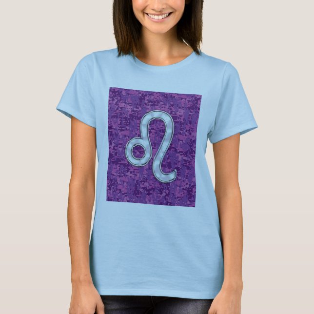 Camiseta Leão assine a Camuflagem Digital Rosa Fúchsia (Frente)