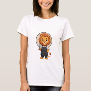 Camiseta Leão Barbeiro Adorável Personagem de Desenho Anima