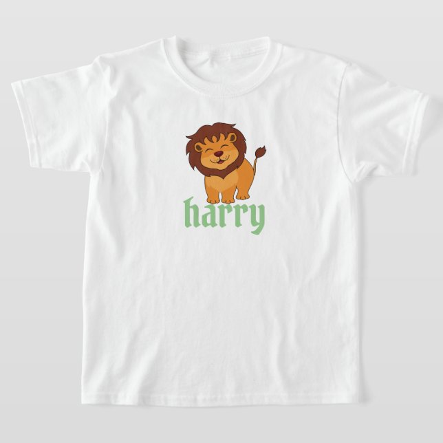 Camiseta leão bonito com seu nome (Postura )