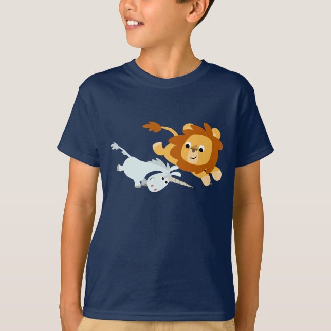 Camiseta Leão bonito dos desenhos animados e t-shirt das (Frente)