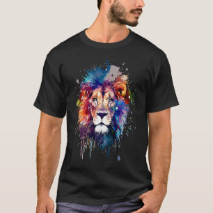 Camiseta Leão-Cinto para arco-íris de animais selvagens de
