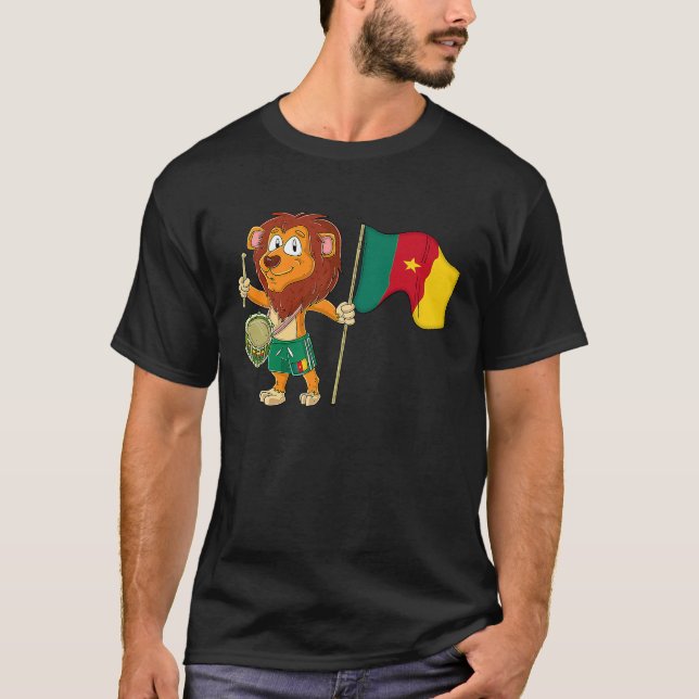 Camiseta Leão com bandeira dos Camarões (Frente)