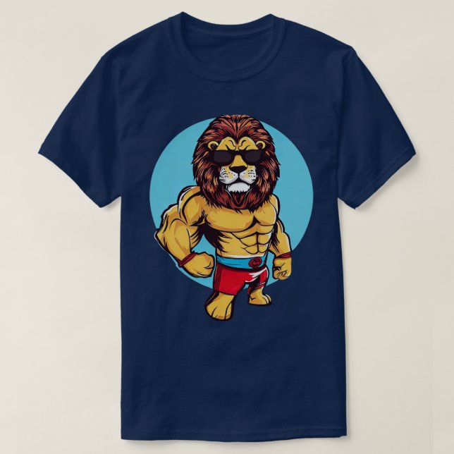 Camiseta Leão com estilo de luta livre (Frente do Design)