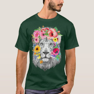Camiseta Leão com Flores - Leão Africano Floral