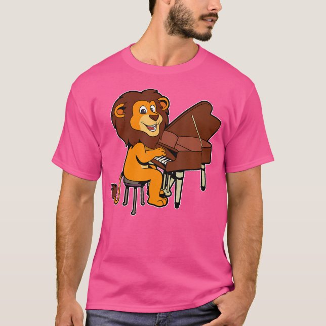 Camiseta Leão Cômico Toca Piano (Frente)