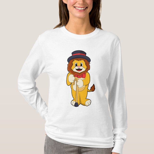 Camiseta Leão como cavalheiro com chapéu (Frente)