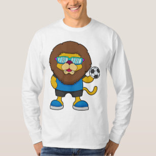 Camiseta Leão como jogador de futebol com futebol