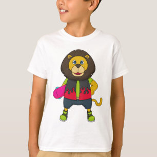 Camiseta Leão como Patinador com skate