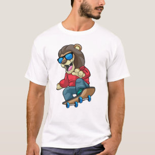Camiseta Leão como Patinador com skate