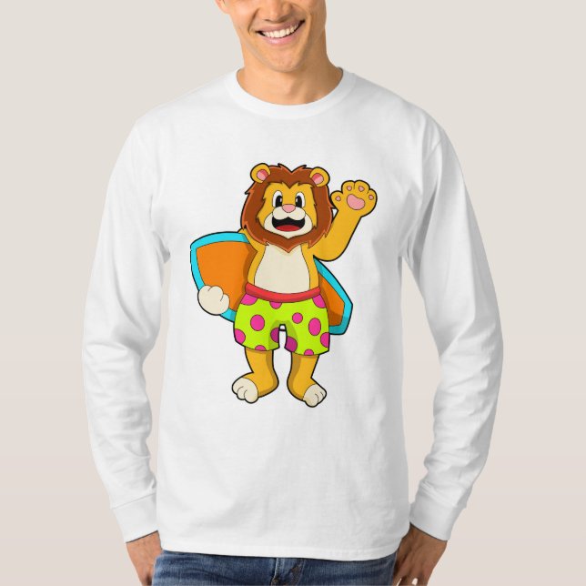 Camiseta Leão como Surfer com Surfboard (Frente)