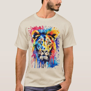 Camiseta Leão cor-de-água engraçado