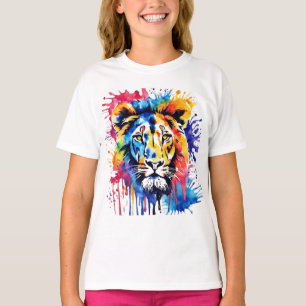 Camiseta Leão cor-de-água engraçado