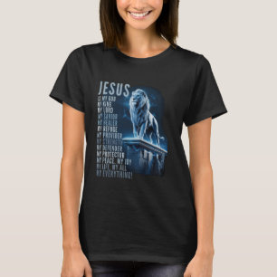 Camiseta Leão Cristão Jesus É Meu Deus Rei, Senhor e Salvad