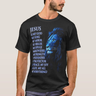 Camiseta Leão Cristão Jesus É Meu Rei, Deus, Senhor E Sa