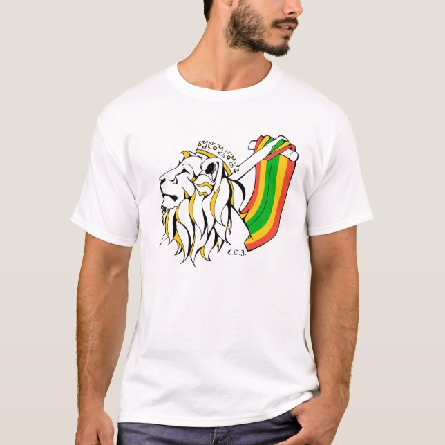 Camiseta Leão da reggae de Rasta que ascensão (Frente)