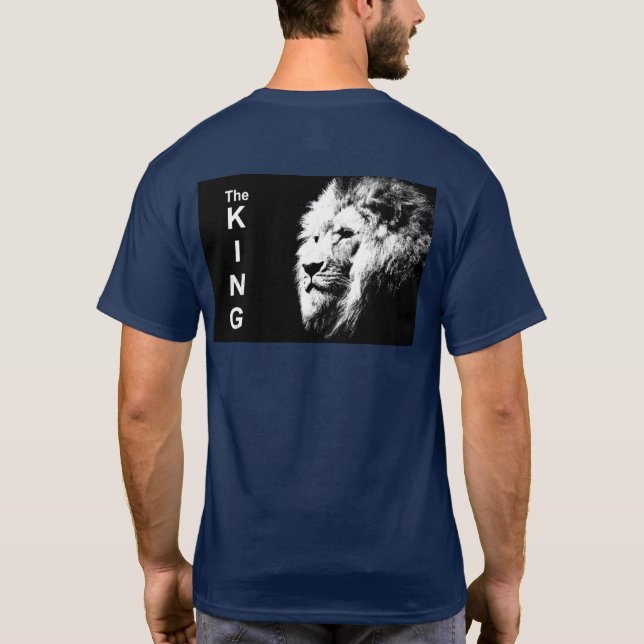 Camiseta Leão de Arte Pop Moderna Cabeça do Rei Impressão (Verso)