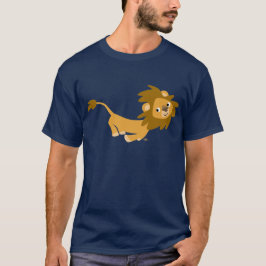 Camiseta Leão de Cartoon Corante em Foguete