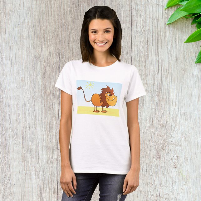 Camiseta Leão de Cartoon Engraçado no Animal Safari Sol (Criador carregado)