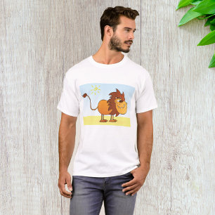 Camiseta Leão de Desenho Animado Divertido ao Sol Animal de