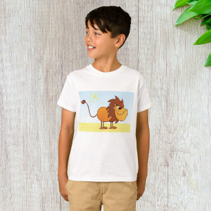 Camiseta Leão de desenho animado engraçado no sol Animal Sa