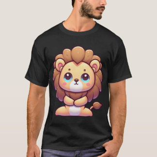 Camiseta Leão de desenho animado fofo em pose de yoga famíl