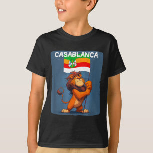 Camiseta Leão de desenho animado legal com visual da bandei