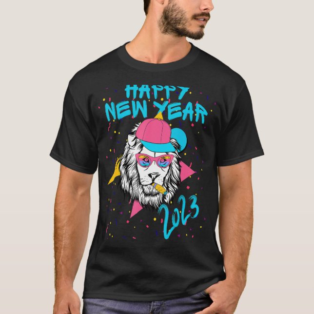 Camiseta Leão de Feliz ano novo de NYE Party feliz ano novo (Frente)