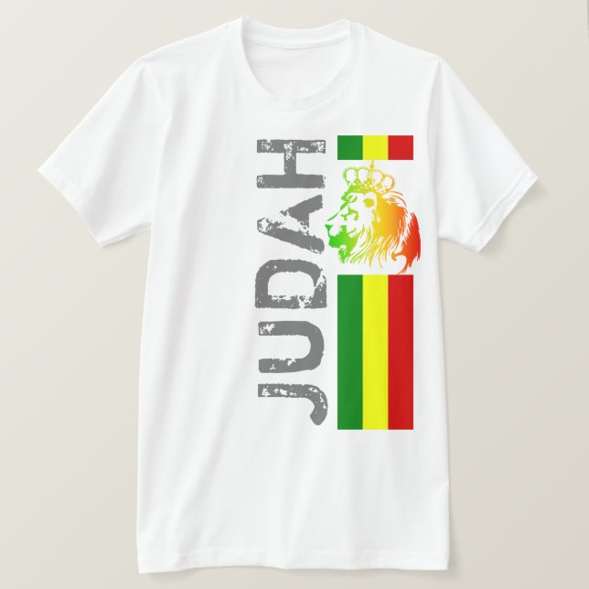 Camiseta Leão de Judá RASTA | Vermelho Dourado Verde (Frente do Design)