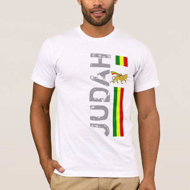 Camiseta Leão de Judá RASTA | Vermelho Dourado Verde (Frente)