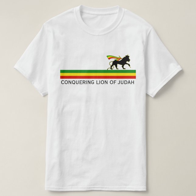 Camiseta Leão de Judá RASTA | Vermelho Dourado Verde (Frente do Design)