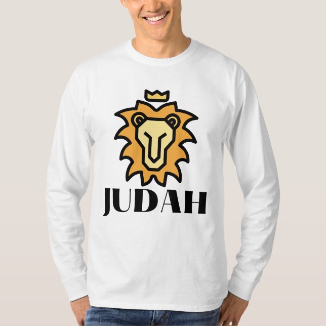 Camiseta Leão De Judah Faith Baseado Em Mens Longa Capa (Frente)