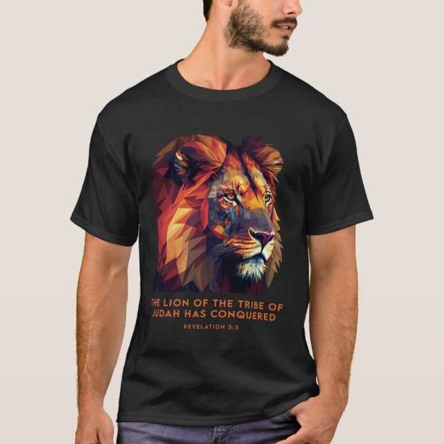 Camiseta Leão de Judah Jesus Bíblia Revelação Verse Christi (Frente)