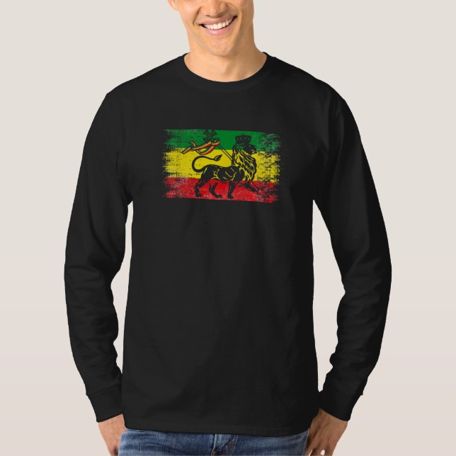 Camiseta Leão de Judah Rasta Reggae Etíope Antiga Etiópia (Frente)