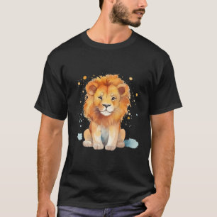Camiseta Leão de Leão de Lion Cólito Cólido com Leão de Aqu