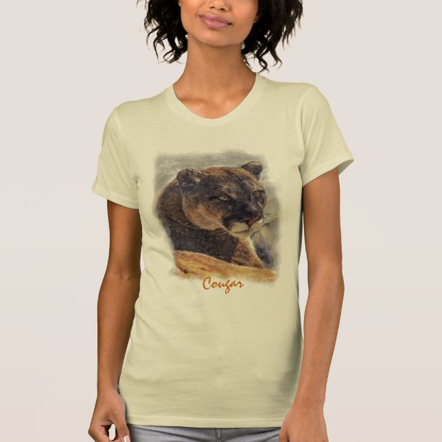 Camiseta Leão de Montanha, Retrato Grande Cougar de Gato na (Frente)