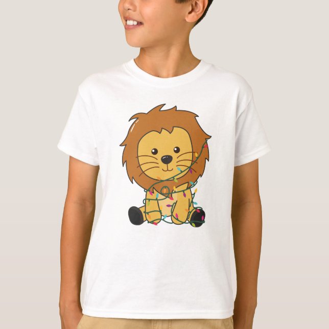 Camiseta Leão de Natal Neve Animais de inverno Leões (Frente)