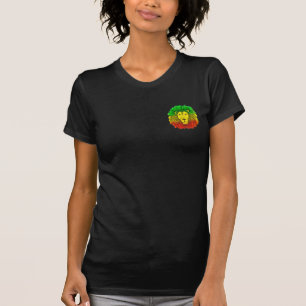 Camiseta Leão de rasto vermelho-amarelo, desenho da Jamaica
