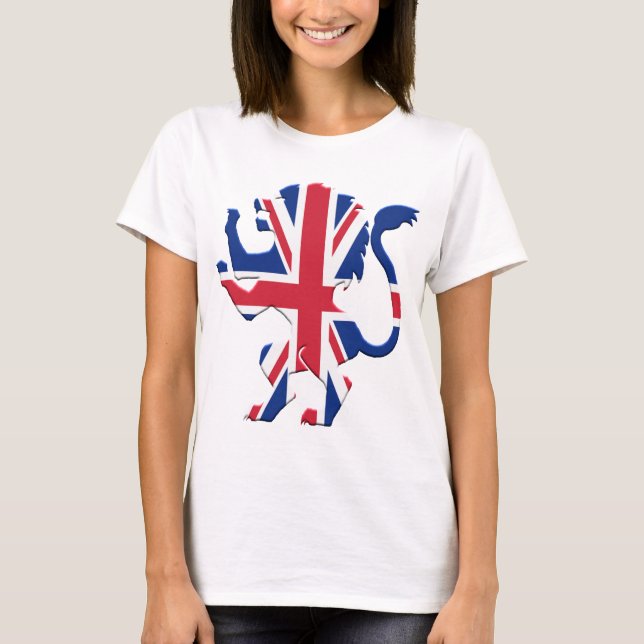 Camiseta Leão de Union Jack desenfreado (Frente)
